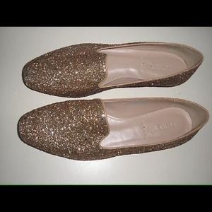 J. Crew Gold Glitter Darby Flats