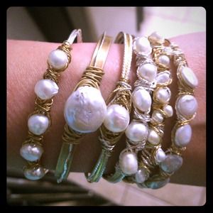 Freshwater pearl cuff bracelet