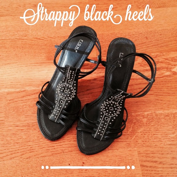 Strappy black heels (size 5.5)