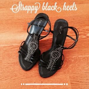 Strappy black heels (size 5.5)