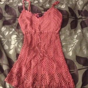 Say what? Pink Crochet tank top