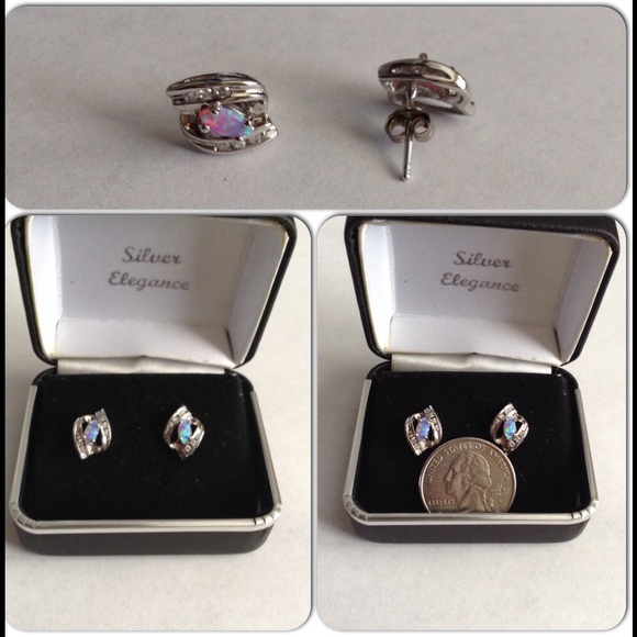 Sterling silver and opal earrings