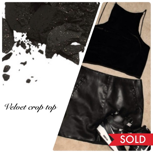 Black velvet crop top