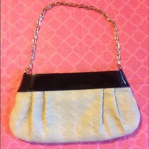 Black and Cream Talbots Clutch with Gold Chain