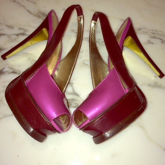 bebe Shoes - Bebe Zahara Slingback Platform Heels - Size 7