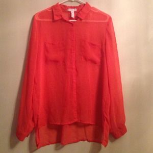 Sheer coral blouse