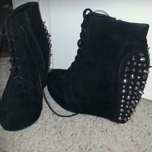 Spiked wedge booties