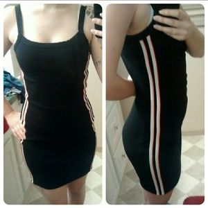 Sleeveless Black Dress w/ Stripes