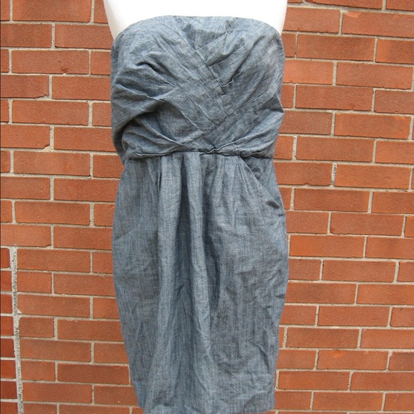 French connection strapless denim dress - Picture 1 of 4
