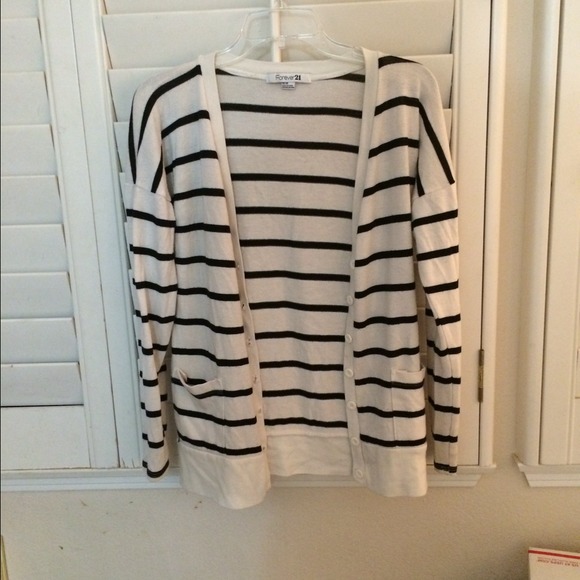 B&W Striped Cardigan