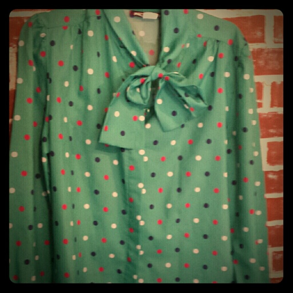 polka dot shirt, red shoes, and red dress