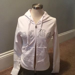 Zipper sweater with rhinestones
