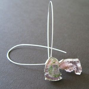 Raw Pink Green Watermelon Tourmaline Earrings