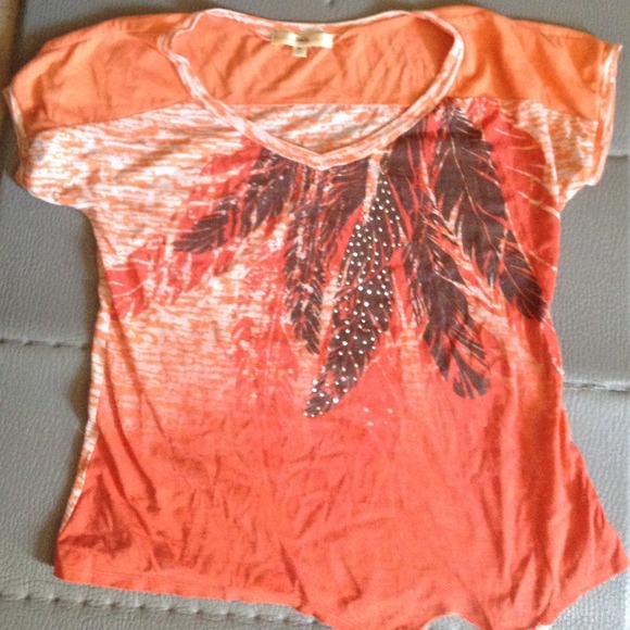 Orange Feather Burn Out Tie Up top