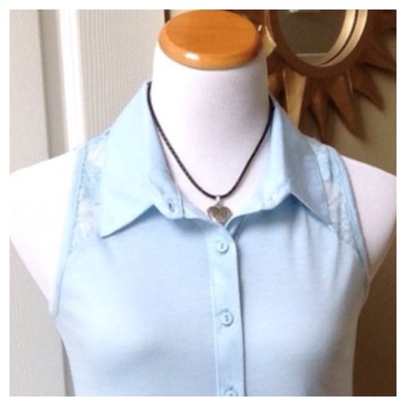 Pale Blue Sleeveless Top - Picture 2 of 4