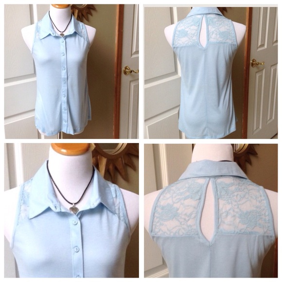 Pale Blue Sleeveless Top - Picture 4 of 4