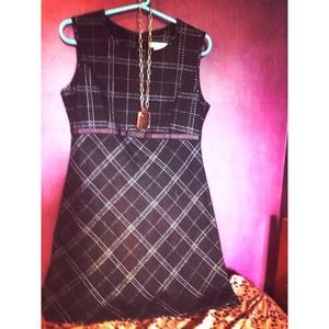 Black plaid pattern pencil dress