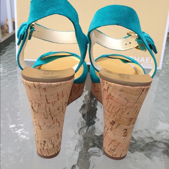 MICHAEL by Michael Kors Turquoise Suede Wedges - Picture 3 of 4