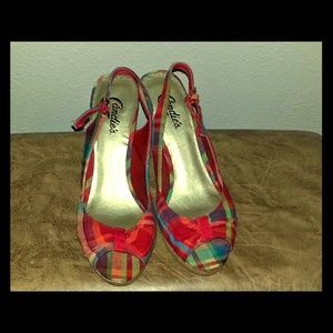 Candies Madras peep toe sling back heels- Size 8.5