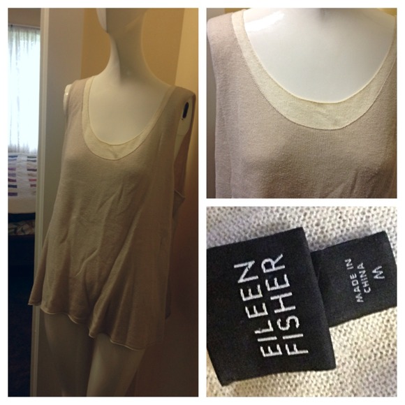 Taupe and off-white, layered tank - Eileen Fisher