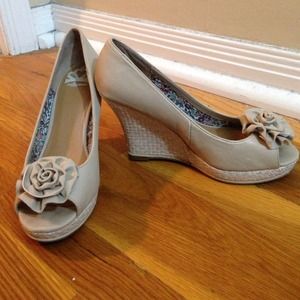 Nude Fergalicious Peep toe Wedge