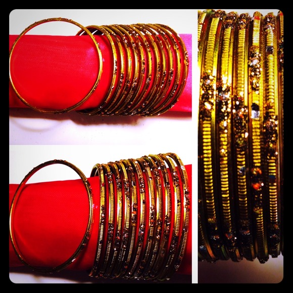 Indian Bangles - Gold with Glitter