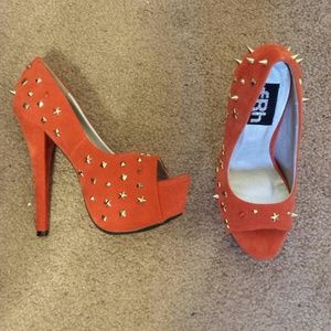 Orange studded high heels