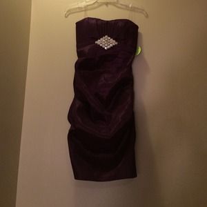 Purple strapless dress