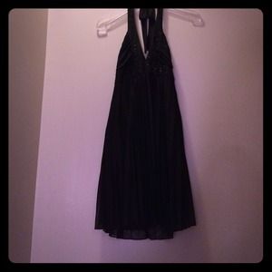 Black beaded halter dress