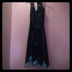 Teal and black dress