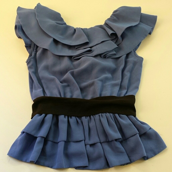 SOLD Periwinkle Blue Ruffle Top - Picture 3 of 3