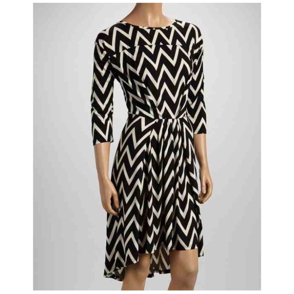 Black and white chevron dress