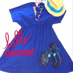 Kimono style blue dress coverup