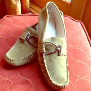 Olive green suede shoes