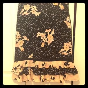 Banana Republic black floral and polka dot skirt