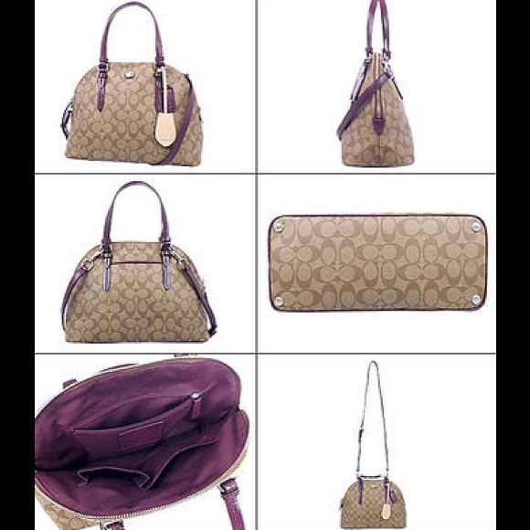 COACH Peyton Cora Domed Plum Satchel - Picture 2 of 4
