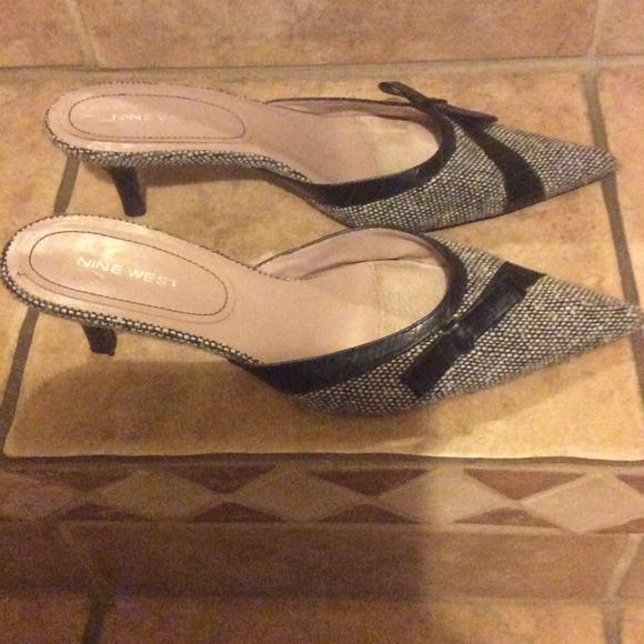 Nine West a Fabric Open Heel Pumps with Bow Accent