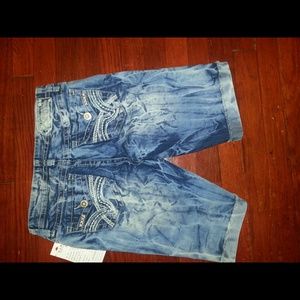 Hydraulic denim bermuda shorts