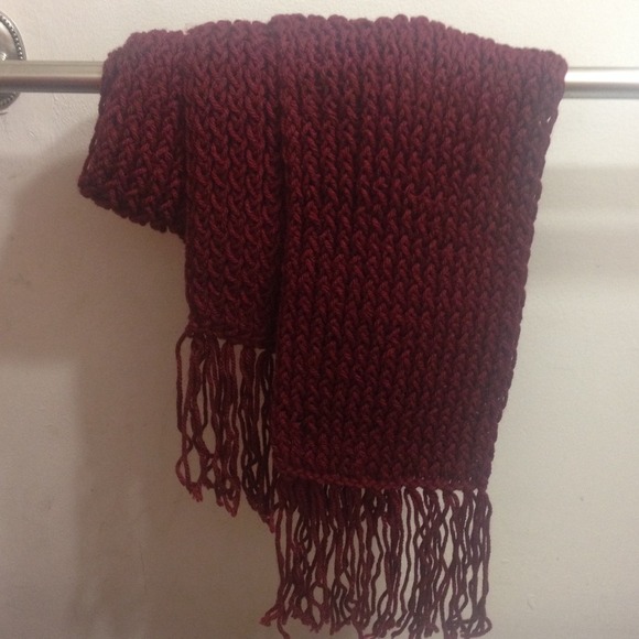 Crochet burgundy scarf