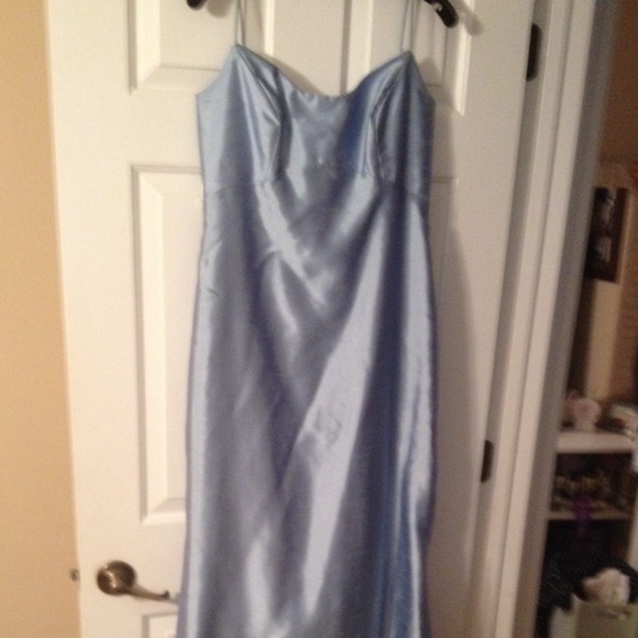 Light blue evening, prom, or bridesmaid dress