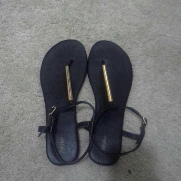 Black and gold sandals