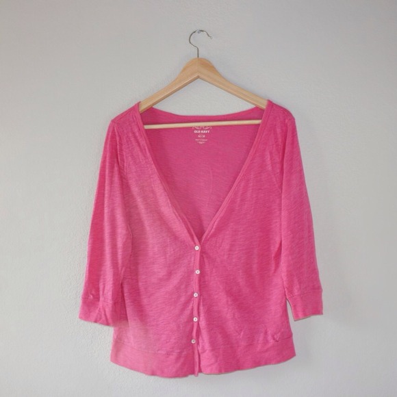 Neon Pink Old Navy Three Fourths Cardigan