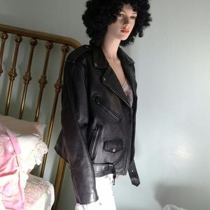 **REDUCED!!**Heavy Black Leather Moto Jacket NWOT