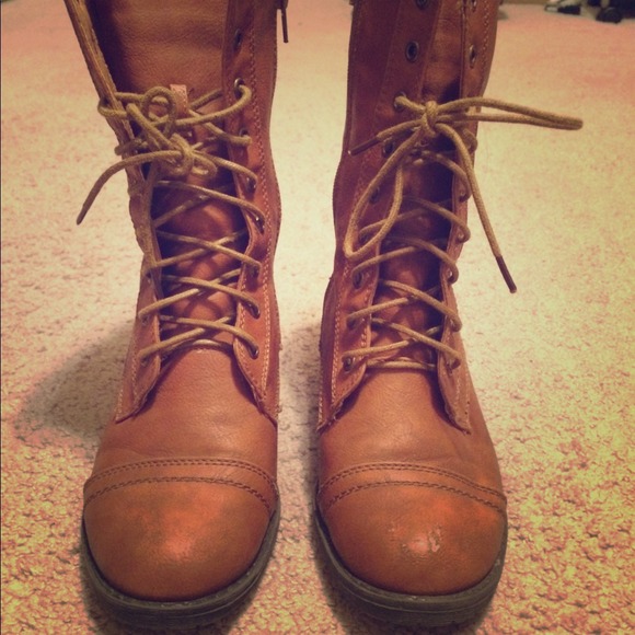Brown combat boots