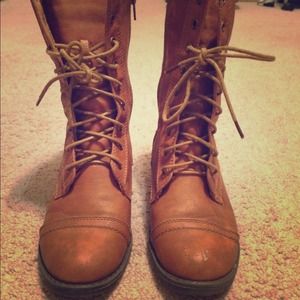 Brown combat boots