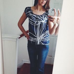 • J. Crew •• Blue Floral Top •