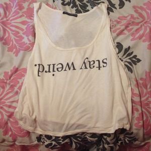 Brandy Melville stay weird cropped tank