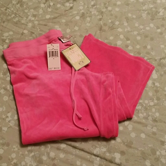 Bundle JC pink velour track pants XL + bag