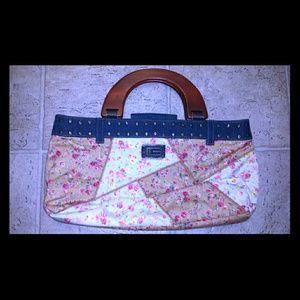 Guess wood handle floral print handbag