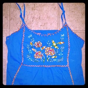 Blue w/ orange stitch accent medium tank top